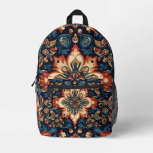 Impresa Mochila de mandala floral ornamentado en tonos de