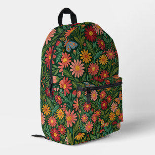 Impresa Mochila de margaritas y mariposas coloridas abstra