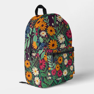 Impresa Mochila de margaritas y mariposas coloridas abstra