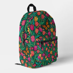 Impresa Mochila de mariposa de jardín de tulipanes abstrac