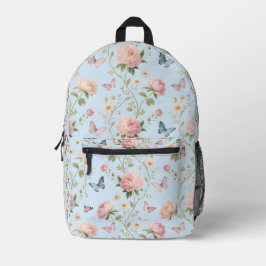 Impresa Mochila de mariposa floral con peonies