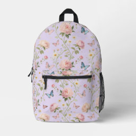 Impresa Mochila de mariposa floral con peonies