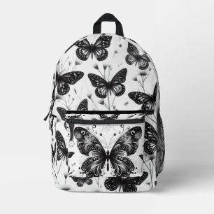 Impresa Mochila de mariposa negra y blanca