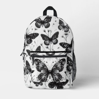 Impresa Mochila de mariposa negra y blanca