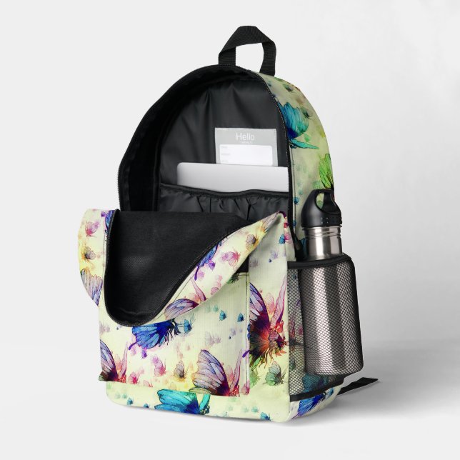 Impresa Mochila de mariposas acuáticas #3 (Esquina trasera derecha (abierta))