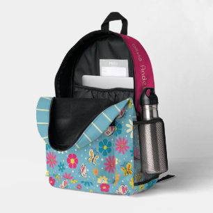 Impresa Mochila de mariposas con flores caprichosas