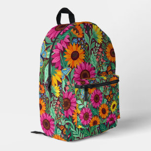 Impresa Mochila de mariposas de girasoles abstractos