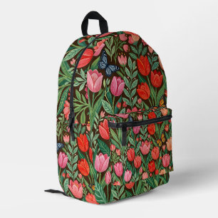 Impresa Mochila de mariposas de tulipanes de arte popular