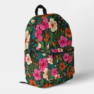 Impresa Mochila de mariposas hibisco de arte abstracto