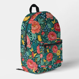Impresa Mochila de Mariposas Peonías Coloridas Abstractas