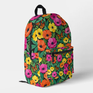 Impresa Mochila de mariposas y anémonas de arte abstracto