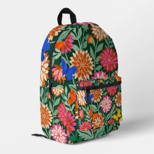 Impresa Mochila de Mariposas y Dalias Abstractas