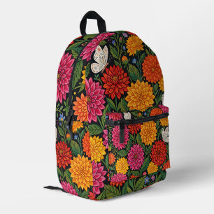 Impresa Mochila de mariposas y dalias mexicanas abstractas