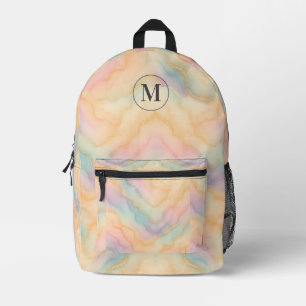 Impresa Mochila de Mármol Dorado Pastel con inicial editab