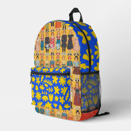 Impresa Mochila de muñeca de papel vintage y floral abstra