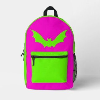 IMPRESA MOCHILA DE MURCIÉLAGO VAMPIRO (VERDE ROSA)