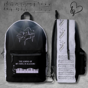 Impresa Mochila de Músico Pianista Morado y Negro