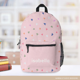 Impresa Mochila de niña con corazones lindos y nombre pers