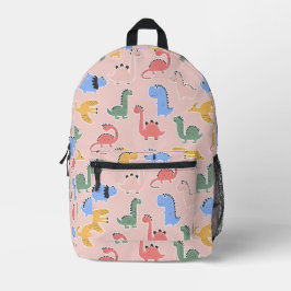 Impresa Mochila de niñas con dinosaurio rosa lindo