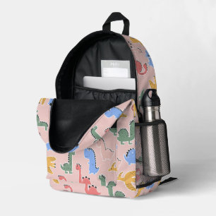 Impresa Mochila de niñas con dinosaurio rosa lindo