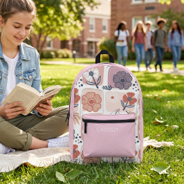 Impresa Mochila de niñas con flores pastel estéticas