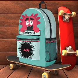 Impresa Mochila de nombre de monstruo rojo Bag Buddy