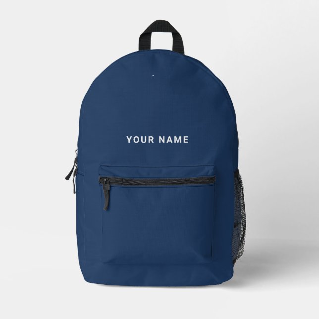Impresa Mochila de nombre personalizado azul marino (Anverso)