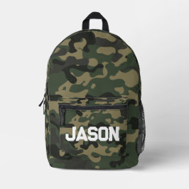 Impresa Mochila de nombre personalizado de textura de camu