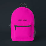 Impresa Mochila de nombre personalizado rosa negro<br><div class="desc">Personaliza fácilmente esta mochila simple y fresca, agregando tu nombre o texto personalizado. Un diseño fresco y moderno en rosa y negro con una fuente sans serif clara, para un aspecto moderno, profesional y atrevido, perfecto como regalo personalizado para estudiantes universitarios, secundaria, niños. La mochila se puede personalizar en cualquier...</div>