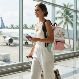 Impresa Mochila de novia con rosa acuarela rosa