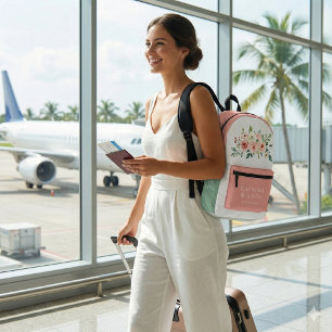 Impresa Mochila de novia con rosa acuarela rosa