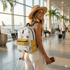 Impresa Mochila de novia floral de acuarela de mostaza