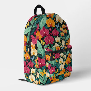 Impresa Mochila de orquídeas y mariposas coloridas abstrac
