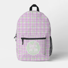 Impresa Mochila de pañal de cuadros rosados dulces y lazo