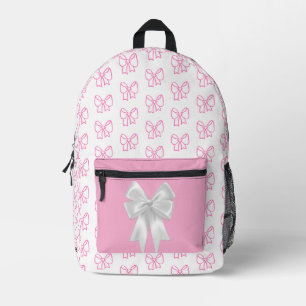 Impresa Mochila de patrón de plegado rosado con cinta blan