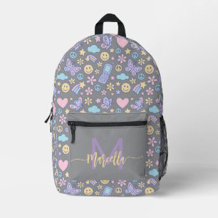 Impresa Mochila de patrón estético Pastel con inicio