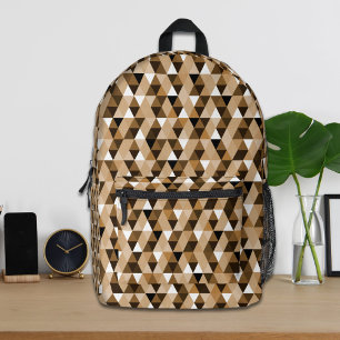 Impresa Mochila de patrón geométrico marrón
