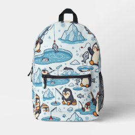 Impresa Mochila de pesca de pingüino – Patrón Ártico adora