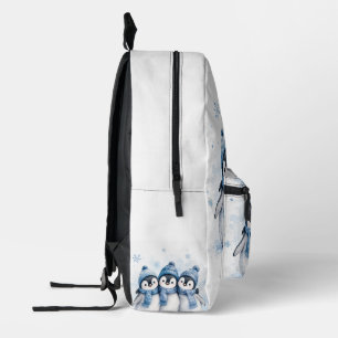 Impresa Mochila De Pingüino De Invierno Adorable Acuarel