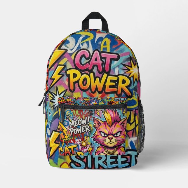 Impresa Mochila de Poder de Gato Meowy - Regalo de Gato de (Anverso)