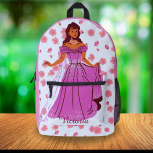 Impresa Mochila de princesa floral rosa para niñas para el