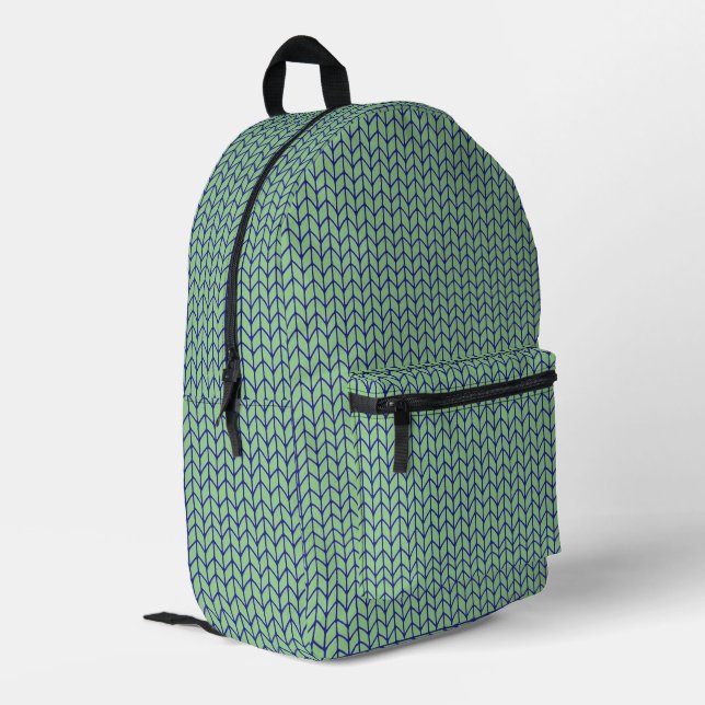 Impresa Mochila de punto verde azul (Esquina izquierda trasera)
