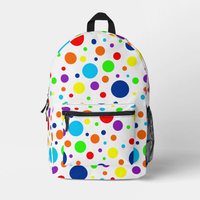 Impresa Mochila de puntos de arco iris blanco (Anverso)