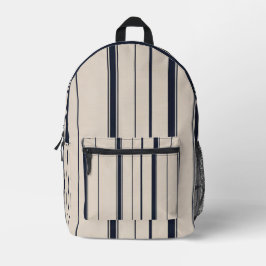 Impresa Mochila de rayas azules y crema elegante
