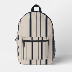 Impresa Mochila de rayas azules y crema elegante
