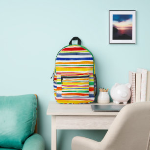 Impresa Mochila de rayas de acuarela colorida
