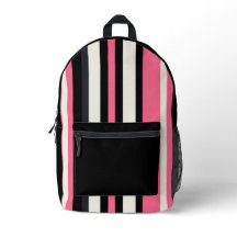 mochila de rayas negras y rosas