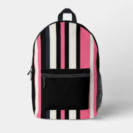 Impresa mochila de rayas negras y rosas
