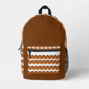 Impresa Mochila de Rayas Onduladas – Elegancia Marrón y Bl