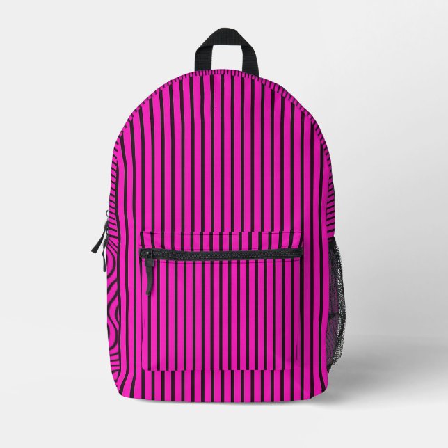 Impresa Mochila de rayas rosadas para uso diario escolar (Anverso)